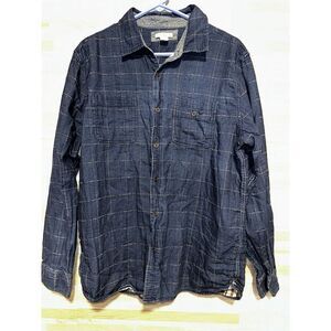 Carbon 2 Cobalt Flannel Shirt Lrg  Blue Blanket Striped Lined Long Sleeve #433